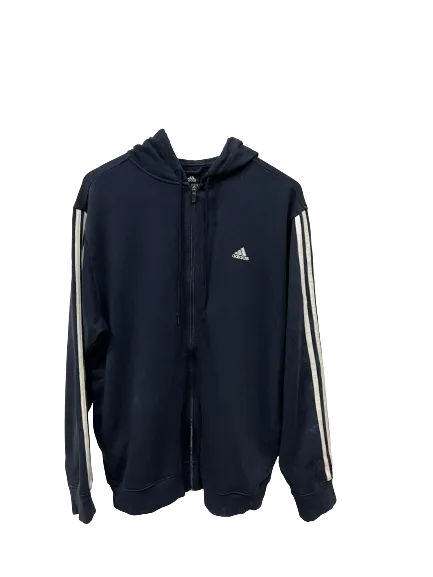 Vintage Adidas 3-Stripe Zip Up Hoodie Medium