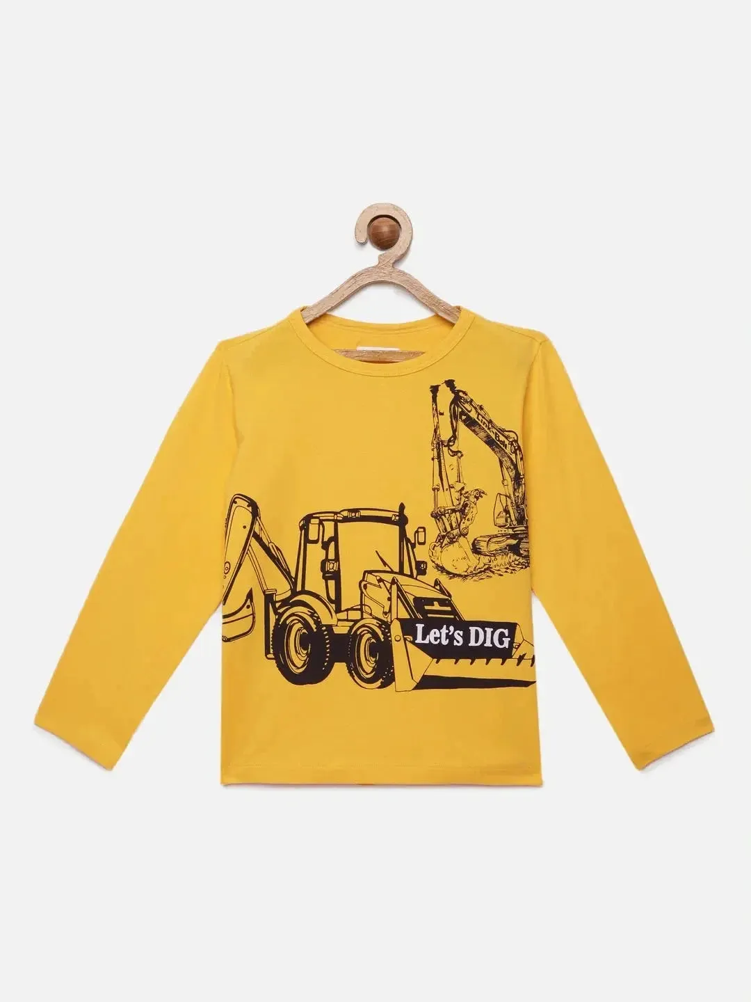 Yellow Construction Full Sleeves Cotton T-shirt
