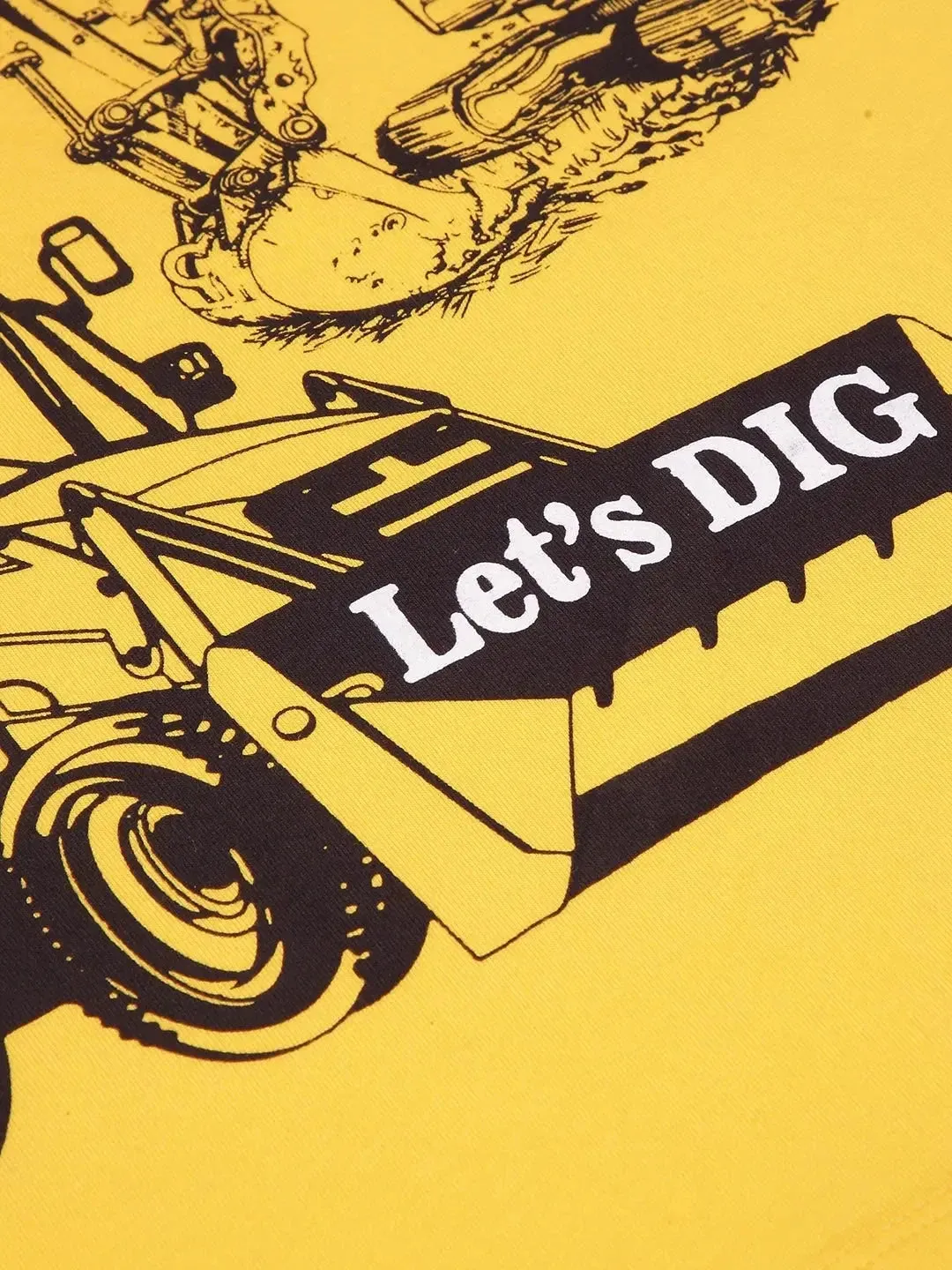 Yellow Construction Full Sleeves Cotton T-shirt