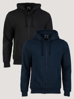Zip-Up Hoodie Black   Dark Navy 2-Pack